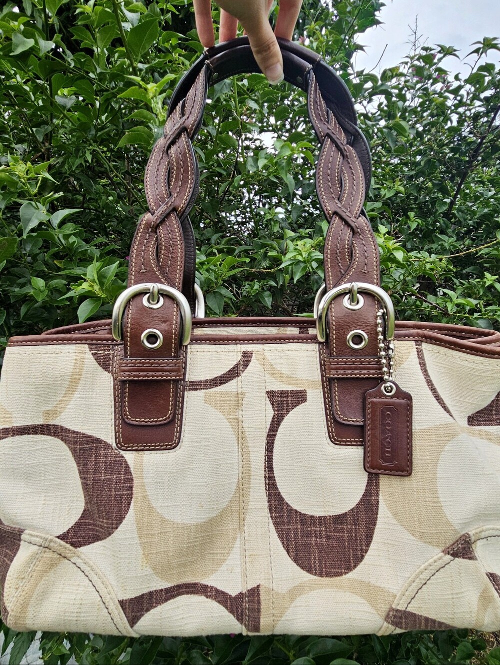 Coach F12195 Soho Tonal Linen Optic Signature Satchel Braided Y2K Bag